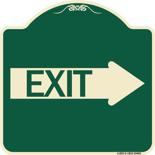 Exit With Right Arrow Heavy-Gauge Aluminum Architectural Sign, 18" H, 18" L, G-1818-24606